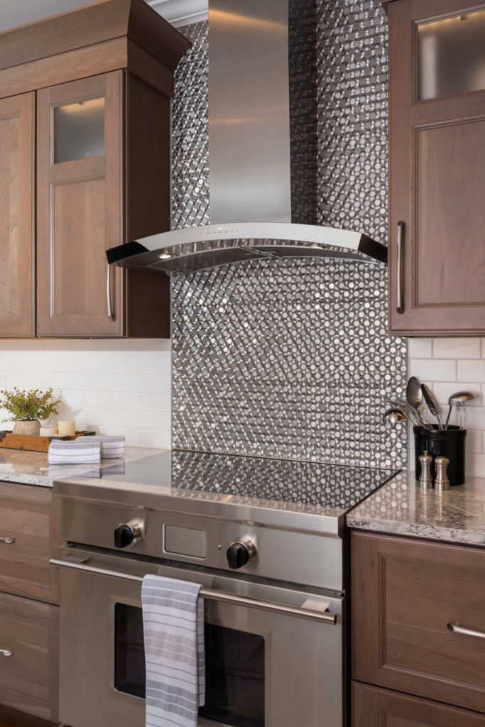 modern stainless steel cook top with hood